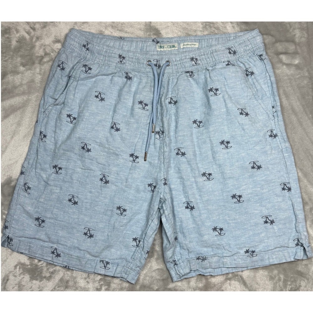 NWOT Tenth + Ocean Mens XXL Washable Linen Shorts Modern Resort Vintage Summer